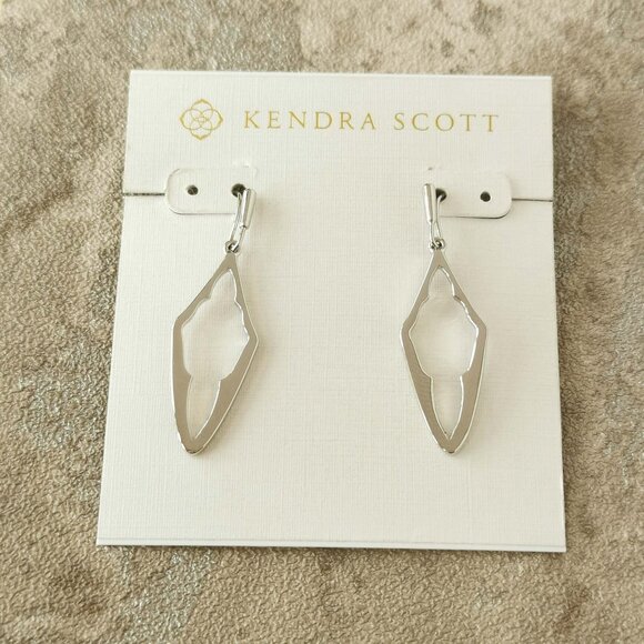 Kendra Scott Silver Elongated Abbie Earrings Genuine - Picture 1 of 3